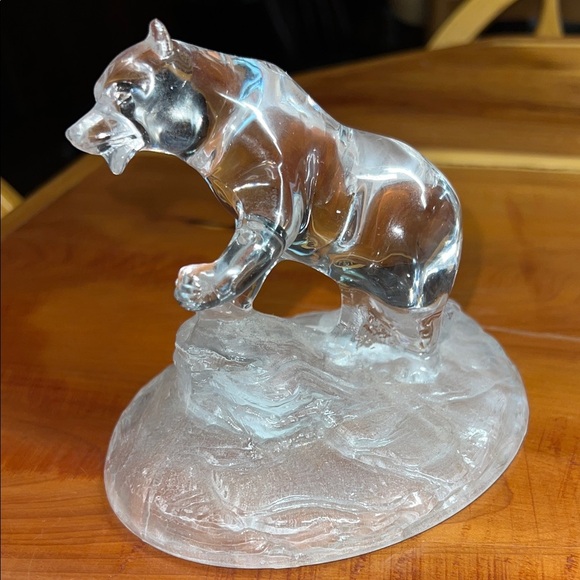Other - Vtg Royal Crystal Rock Clear Glass Wild Bear Figurine 5" Paperweight RCR Italy